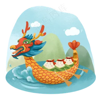 卡通赛龙舟场景