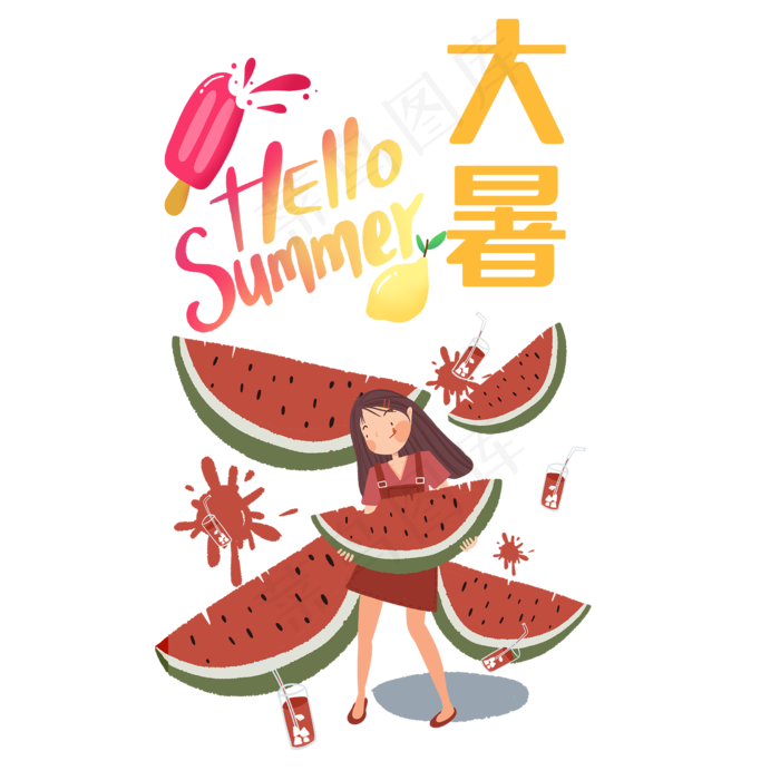 二十四节气大暑(1500X1500(DPI:300))psd模版下载
