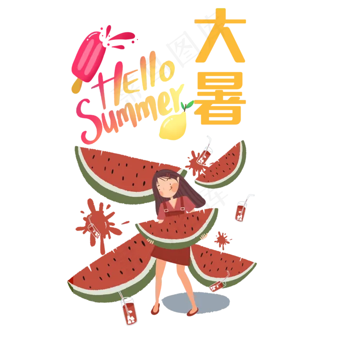 二十四节气大暑(1500X1500(DPI:300))psd模版下载