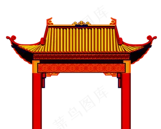 门楼牌坊古建筑,免抠元素