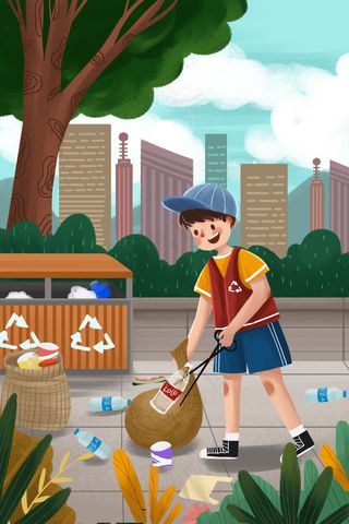 保护环境垃圾分类捡垃圾社会公益世界环境日