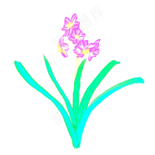 光感彩色荧光唯美水仙,免抠元素