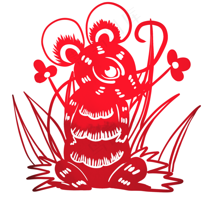 老鼠鼠年剪纸,免抠元素