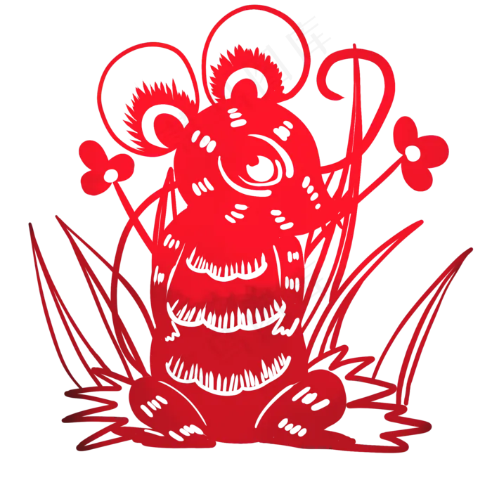 老鼠鼠年剪纸,免抠元素(2000X2000(DPI:300))psd模版下载