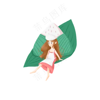 坐在粽子旁边的女孩