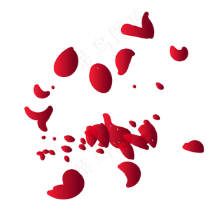 红色玫瑰花瓣漂浮装饰