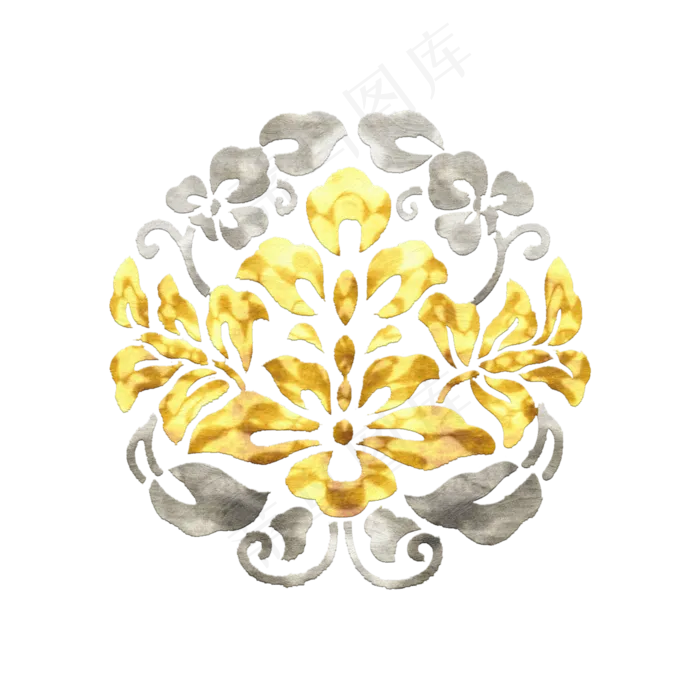 中国风古典金色金箔灵兽对称团花(3500X3500(DPI:200))psd模版下载
