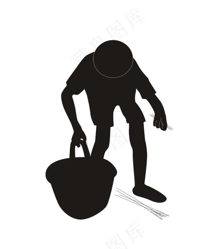 男孩子拾稻穗剪影劳动者免费下载(2255*2605px 300 dpi )ai矢量模版下载