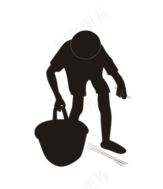 男孩子拾稻穗剪影劳动者免费下载