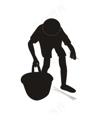 男孩子拾稻穗剪影劳动者免费下载