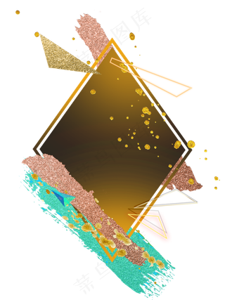 彩色金粉笔触几何装饰边框