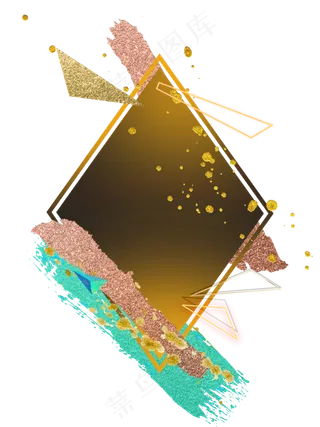 彩色金粉笔触几何装饰边框