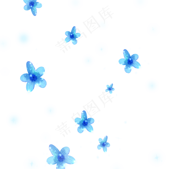 冰晶装蓝色魔幻花瓣,免抠元素(2000*2000px 300 dpi )psd模版下载
