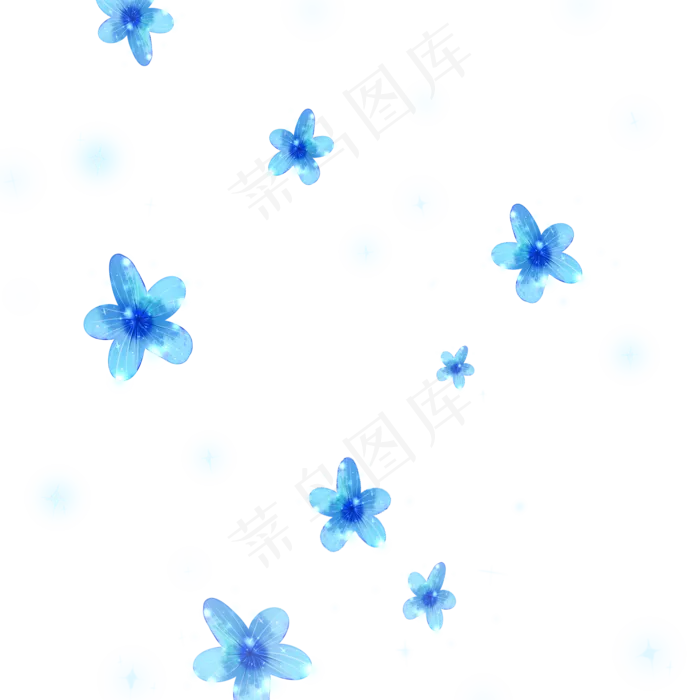 冰晶装蓝色魔幻花瓣,免抠元素(2000*2000px 300 dpi )psd模版下载