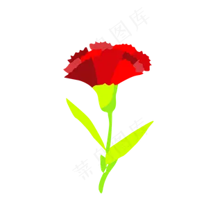 大红色手绘母亲节康乃馨免抠素材