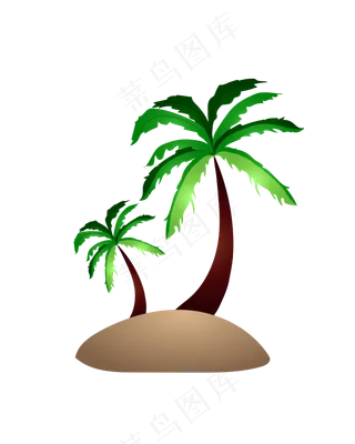 手绘卡通椰树椰子椰汁