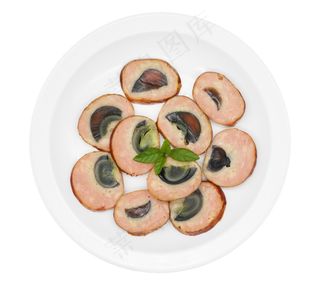 圆形盘子松花蛋鸡肉火腿,免抠元素