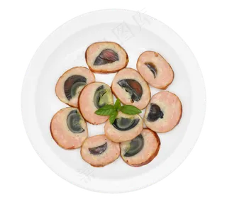 圆形盘子松花蛋鸡肉火腿,免抠元素