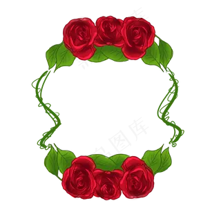 七夕节红色卡通玫瑰边框条纹