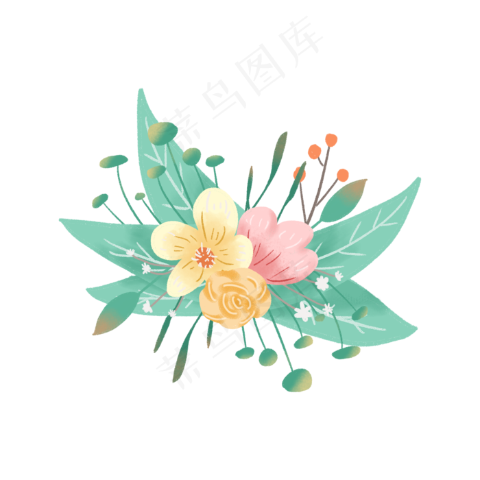 夏天的一束花朵(2000X2000(DPI:300))psd模版下载