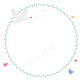 春天来了绿色花藤圆形矢量边框素,免抠元素