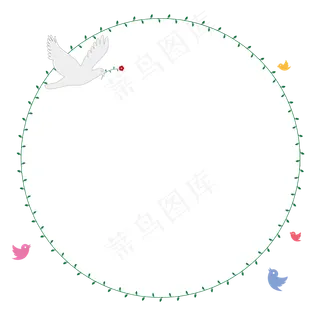 春天来了绿色花藤圆形矢量边框素,免抠元素