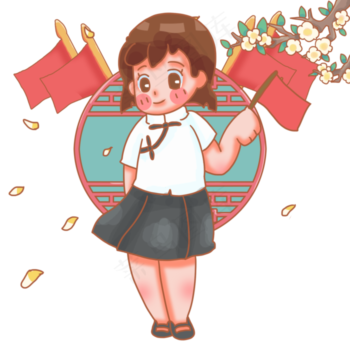 短发白衣民国少女
