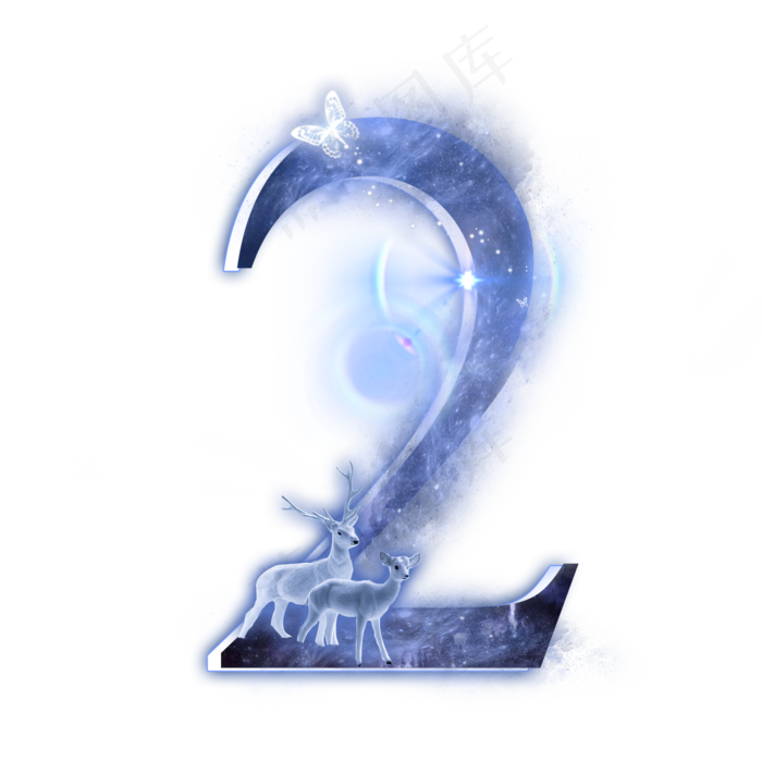 星空麋鹿数字2(2000X2000(DPI:300))psd模版下载