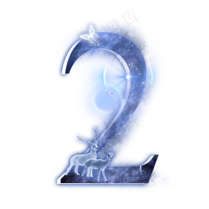 星空麋鹿数字2(2000X2000(DPI:300))psd模版下载