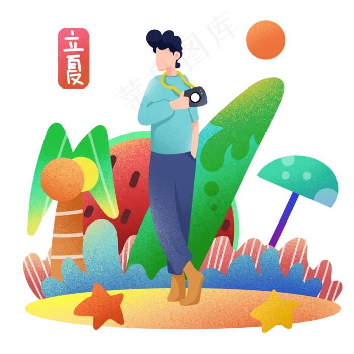 立夏旅游拍照女孩(2000X2000(DPI:300))psd模版下载