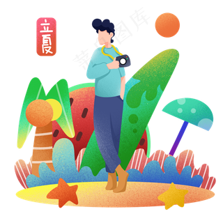 立夏旅游拍照女孩