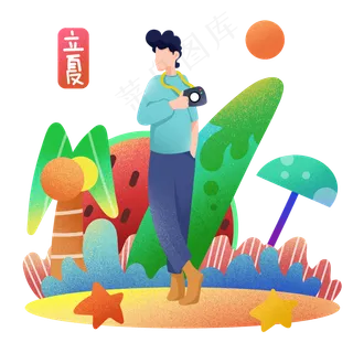 立夏旅游拍照女孩