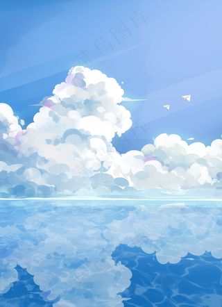 冷色系水彩风治愈通用场景