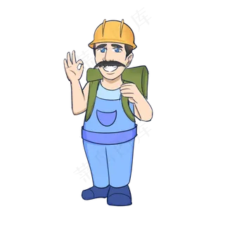 五一劳动节可爱人物插图装修工人