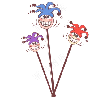 卡通微笑小丑指挥棒,免抠元素