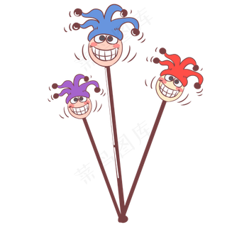 卡通微笑小丑指挥棒,免抠元素