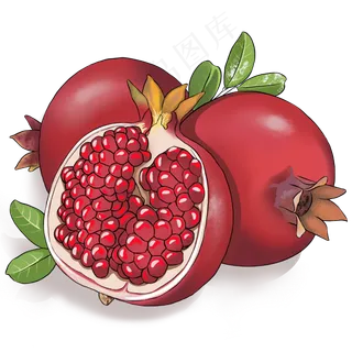 被切开的美味水果红石榴