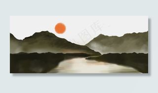 古风水墨中国风山水简约新国风