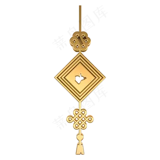 新年中国风金属立体挂饰,免抠元素