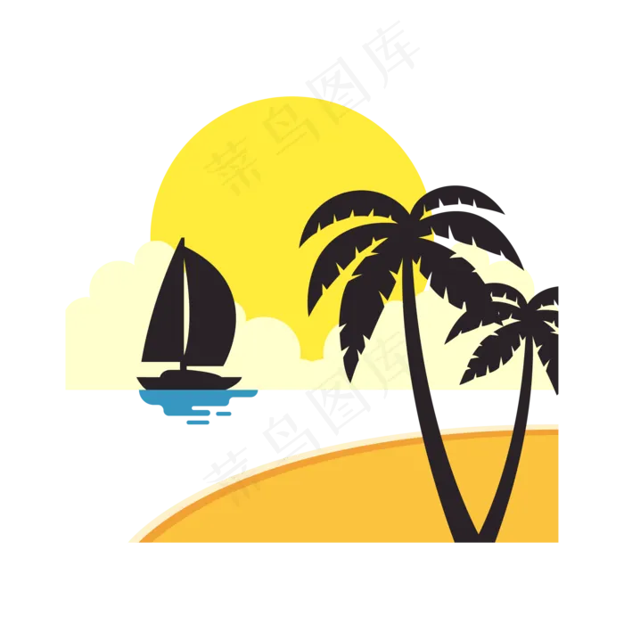 夏季夏天夏至海边装饰免扣素材ai矢量模版下载