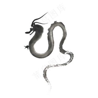 剪影水墨龙图腾PNG,免抠元素