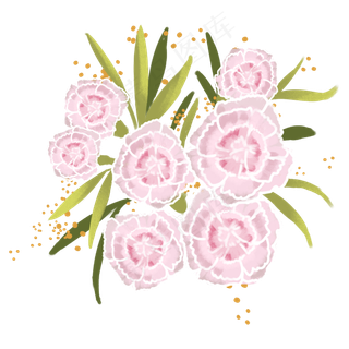 卡通手绘温馨母爱花朵之一捧淡粉,免抠元素