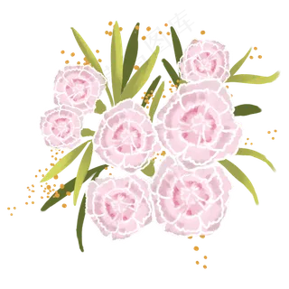 卡通手绘温馨母爱花朵之一捧淡粉,免抠元素
