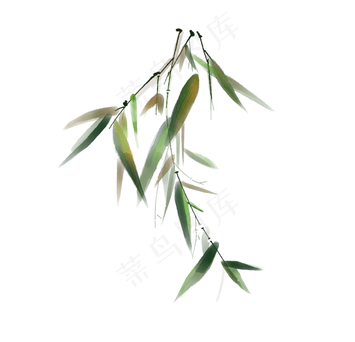 水墨写意竹叶飘逸,免抠元素(2120X2048(DPI:72))psd模版下载