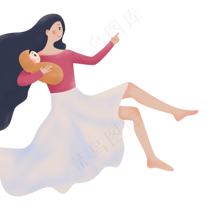 抱着小孩的辣妈免抠图