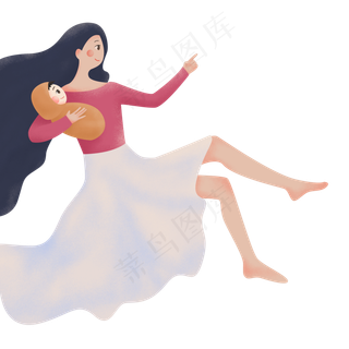 抱着小孩的辣妈免抠图
