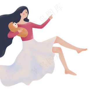 抱着小孩的辣妈免抠图