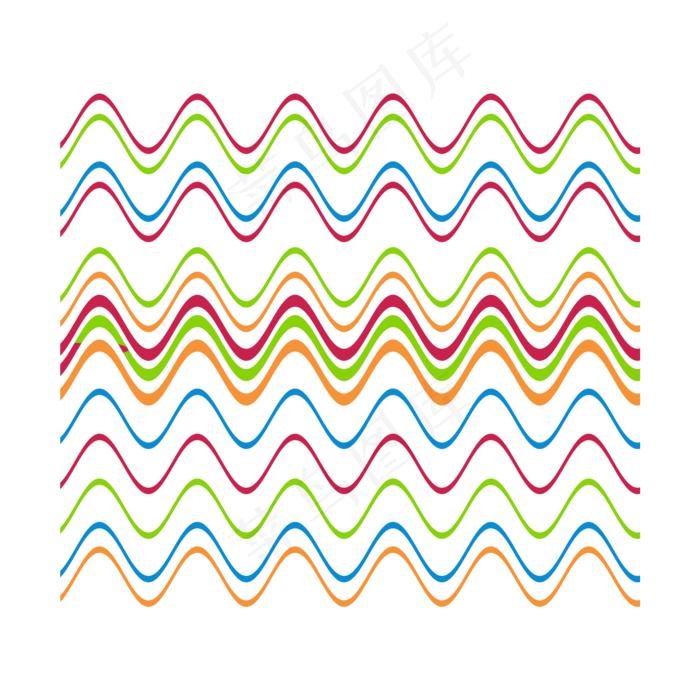 对比色动感波浪线,免抠元素