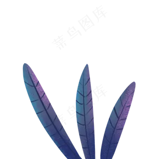 卡通紫蓝色叶子免扣图