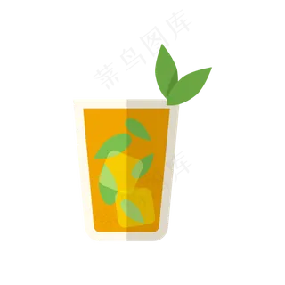扁平绿叶健康橙汁